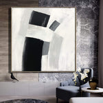 Moderne Schwarz-Weiß-Malerei Leinwand Minimalistische Wandkunst Abstrakter Expressionismus Kunst Abstrakte Formen Kunst Pinselstriche Malerei | SILENT SHAPES