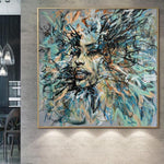 Großes Ölgemälde Abstrakte Frau Gesicht Gemälde Auf Leinwand Moderne Graue Wandkunst Original Menschliche Kunst Wohnzimmer Dekor | WOMAN'S TEARS