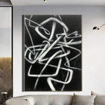 Original abstrakte Malerei Schwarz-Weiß-Ölgemälde Moderne abstrakte Gemälde auf Leinwand Wandkunst einzigartige Malerei | THINKER
