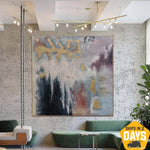 Große abstrakte moderne Gemälde auf Leinwand Original Blattgold Kunst strukturierte Malerei handgemalte Kunst | WINTER INSPIRATION 117x117 cm
