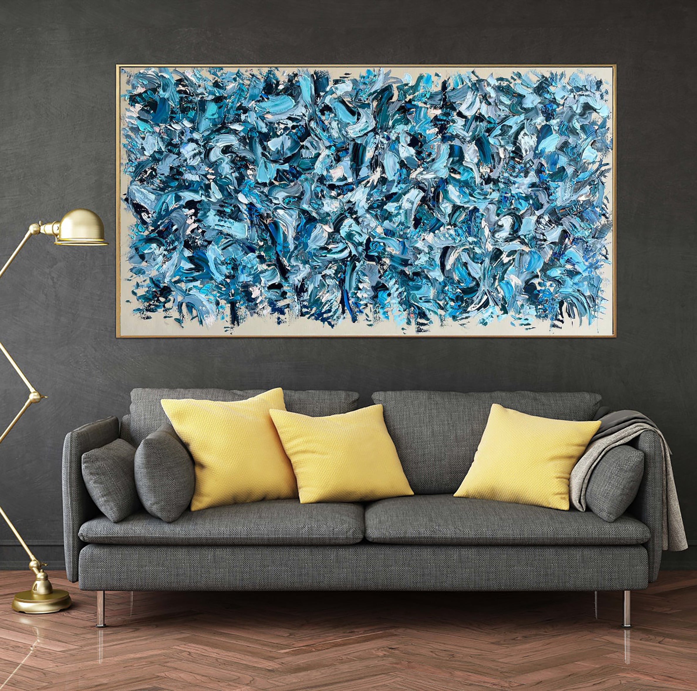 blaue malerei auf leinwand abstrakte kunst original große
