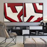 Kreative minimalistische Diptychon Gemälde auf Leinwand abstrakte Linien Wandkunst Set von 2 ästhetischen Gemälden moderne Wandbehang Dekor | SEPERATE WAYS