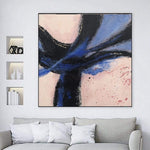 Extra große abstrakte minimalistische Gemälde auf Leinwand kreative strukturierte Malerei 60x60 Ölgemälde in rosa und blauen Farben für Wohnzimmer | SPLASH