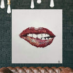 Große Lippen, die rotes Ölgemälde abstraktes modernes Kunstgeschenk für Zahnarzt malen | INNER FIRE