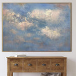 Abstraktes blaues Gemälde auf Leinwand Original Wolken Kunstwerk Blauer Himmel Wandkunst Modernes Ölgemälde Neutrales Kunstwerk für Indie Raum Dekor | BLUE SKY