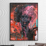 Große Original abstrakte rote Kunst afrikanische Frau Malerei auf Leinwand bunte Öl-Acryl-Malerei moderne handgemachte Wandkunst | SHADY LADY