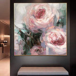 Große Blumenmalerei auf Leinwand abstrakte Blumenkunst Öl pastosen Malerei rosa Kunst | SPRING PEONIES