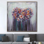 Extra große Original bunte Blume Herz Gemälde abstrakte Liebe Kunst florale Malerei auf Leinwand moderne Ölgemälde | FLORAL LOVE