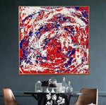 Jackson Pollock Stil Malerei Abstrakt Rot Gemischt Blau Weiß Malerei Ästhetische Malerei Expressionistische Kunst Luxus Malerei | EMOTIONAL MOVEMENT