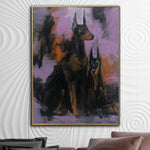 Abstrakte Hund Malerei Dobermann Kunstwerk Dunkle Leinwand Wandkunst Wachhund Malerei Handgemalte Kunst Zeitgenössische Wandkunst Luxus Malerei | DOBERMANS