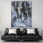 Abstrakt Schnee Malerei auf Leinwand Frische Luft Bunt Moderne Textur Blaues Kunstwerk Winter Einzigartiges Wandkunst-Ölgemälde | WINTER FRESH