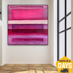 Mark Rothko-Stil-Gemälde auf Leinwand, moderne rosa Malerei, zeitgenössische magentafarbene Kunst, Mark Rothko-Wandkunst im urbanen Stil für die Inneneinrichtung | MAGENTA BLUES 109x109 cm