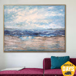 Original-Ozean-Gemälde auf Leinwand, abstraktes Gemälde, Original-Ölgemälde, große Kunstwerke für abstrakte Raumdekoration | MARVELOUS OCEAN 45x65 cm