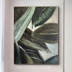 Abstrakte Grüne Gemälde auf Leinwand Minimalist Blätter pflanzen Original Kunstwerk Moderne Textur Kreative Wandkunst für Wohnzimmer | PLANT LEAVES