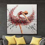 Große abstrakte Wandkunst Ballerina Malerei Rote Gemälde Auf Leinwand Menschliche Wandkunst Moderne Wandkunst Rahmen Malerei | BALLERINA SCARLET