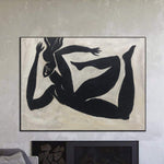 Original abstrakte figurative schwarze und weiße griechische Athleten Gemälde auf Leinwand abstrakte Kunst minimalistische Kunst moderne Wanddekoration | FALLING THROUGH