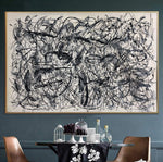 Abstrakte Wandkunst Leinwand Jackson Pollock Malerei Schwarz-Weiß-Kunstwerk Personalisierte Kunst Schwere Strukturierte Kunstwerke Wanddekor | BEFORE WAKING UP