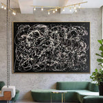 Jackson Pollock Stil Malerei auf Leinwand Schwarz-Weiß-Wand-Kunst-kreative Kunstwerke maßgeschneiderte Malerei für ästhetische Raumdekoration | GET OUT OF THE MAZE