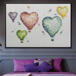 Herzballon Romantische Bunte Wandkunst Impasto Malerei Liebe Wandkunst | FLIGHT OF LOVE