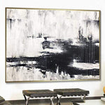Übergroße Wandkunst Leinwand Schwarz-Weiß-Malerei Zeitgenössische Kunst Malerei | WINTER NIGHT