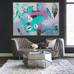 Übergroße originale abstrakte hellblaue Gemälde auf Leinwand, moderne bunte Malerei, strukturiertes Kunstölgemälde | FOGGY APPARITION