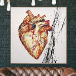 Herz-Kunstwerk Abstraktes Herz-Malerei Große Original-Wand-Malerei Medizinische Malerei | LIFE SOURCE