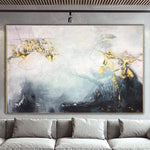 Abstrakte Textur-Kunst-Wand-Malerei Graue Malerei Blattgold-Malerei auf Leinwand | SOMEWHERE IN THE HEAVEN