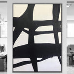Extra große Schwarz-Weiß-Gemälde auf Leinwand Abstrakte Malerei Franz Kline style Weiße Gemälde | TOWER TOP