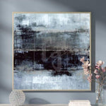 Abstrakte Original-Gemälde auf Leinwand Schwarz Grau Malerei Kunstwerk Leinwand | WATER MIRAGE
