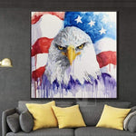 Amerikanischer Adler Flagge Malerei USA Wandkunst Weißkopfseeadler Vogel Malerei Leinwand | GRANDEUR OF FREEDOM