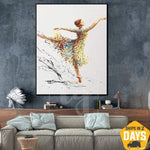 Große Original abstrakte Ballerina Ölgemälde Tänzerin pastosen Gemälde auf Leinwand moderne zeitgenössische Wandkunst-Dekor | BALLERINA ORSOLA 71x56 cm