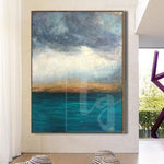 Blaues Meer Malerei Große Ozean Malerei Übergroße Blaue Malerei Abstrakte Landschaftsmalerei Öl Abstrakte Malerei | BEFORE THE STORM