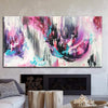 Bunte Kunst-weiße abstrakte Malerei-rosa Malerei-abstraktes Ölgemälde auf Segeltuch | FLOWER FAIRY - Trend Gallery Art | Original abstrakte Gemälde
