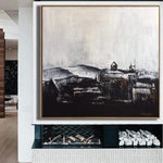 Abstrakte Zeitgenössische Kunst Übergroße Wandkunst Leinwand Schwarz-Weiß-Wandkunst | VILLAGE HISTORY