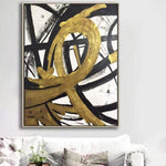 Schwarze Malerei Weiße Malerei Gold Malerei Abstrakte Original-Gemälde auf Leinwand | LOOP OF INFINITY