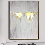 Abstraktes Ölgemälde Original Leinwand Grau Gemälde Gold Gemälde | GOLDEN WATERFALL