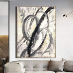 Schwarz-Weiß-Wandkunst Moderne abstrakte Beige Gemälde auf Leinwand Große Kunst | INFLUENCE