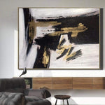 Schwarz-Weiß-Kunstwerk Fine Art Painting Blattgold Textur Art Home Decor Malerei übergroße Wandkunst | INFATUATION
