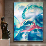 Original blaue Gemälde auf Leinwand Extra große Gemälde Blautöne Malerei moderne Malerei | BUBBLY THOUGHTS