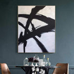 Original-Gemälde große abstrakte Schwarz-Weiß-Malerei Franz Kline style Ölgemälde auf Leinwand | BLACK GLARE