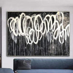 Übergroße abstrakte schwarze und weiße Malerei auf Leinwand Modern Art Wanddekor | FIREFLY TRAJECTORIES