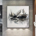 Extra große Acryl-abstrakte schwarze und weiße Gemälde auf Leinwand Moderne Fine Art Zeitgenössische Wandkunst | THE PIRATE SHIP