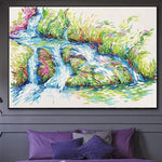 Extra große Original abstrakte bunte Creek Gemälde auf Leinwand Ölgemälde pastosen Malerei Modern Fine Art Decor | RIVER IN SPRING