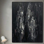 Große abstrakte schwarze Gemälde auf Leinwand Öl Kunst Zeitgenössische Wandkunst Original Wanddekoration | ETERNAL BATTLE
