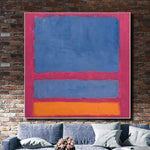 Mark Rothko-Stil Abstrakte Rote Kunst Blaue Gemälde auf Leinwand Acryl Moderne Rothko Stil Abstrakte Kunst Wanddekoration | RECTANGLES ON PINK