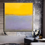 Mark Rothko-Stil Originale Abstrakte Kunst Gelbe Gemälde auf Leinwand Lila Moderne Acryl Rothko Stil Gemälde Wanddekoration | YELLOW HORIZON