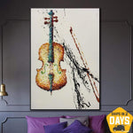 Große Violine Malerei Original abstrakte Musikinstrument Malerei auf Leinwand kreative Kunst Malerei Wandkunst Dekor | CREATIVE PATH 76x51 cm