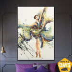 Großes Original Ölgemälde Abstrakte Ballerina Tänzerin Malerei Bunte Gemälde auf Leinwand Moderne Malerei Kunst | DEBUTANTE 70x50 cm