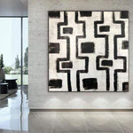 Original moderne Schwarz-Weiß-Gemälde auf Leinwand Geometrische Kunst Symmetrie Öl Wandkunst | PATTERN SYMMETRY