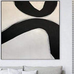 Große quadratische Malerei Original zwei Linien Schwarz-Weiß-Wand-Kunst-modernes Heim-Kunstwerk | BLACK ROAD